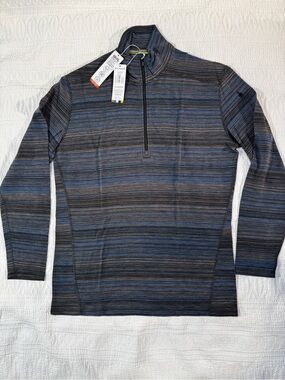 Smartwool, 100% Merino Wool, Men's Long-Sleeve Half-Zip - Navy and Green, XXL